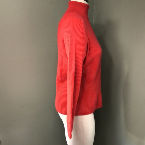 Merona 100% Cashmere Turtleneck Ribbed Knit Orange Large - Picture 6 of 9